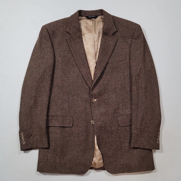JoS A Bank‎ Lambswool Cashmere Sport Coat Mens 44L 44 Brown Patterned Blazer - Picture 2 of 8